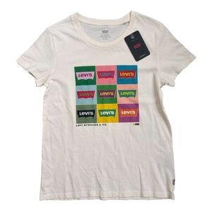 Levi's graphic Logo Tee in Cream sz XS nwt, 017